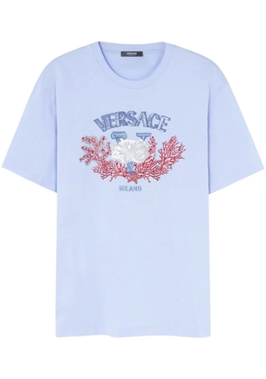Versace University Coral embroidered T-shirt - Blue