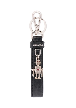 Prada logo-plaque keychain - Black