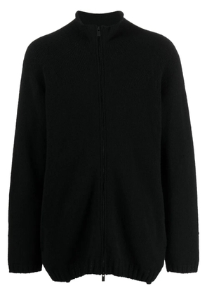 Yohji Yamamoto funnel-neck wool-blend cardigan - Black