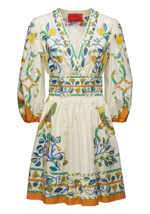 La DoubleJ floral-print short dress - White