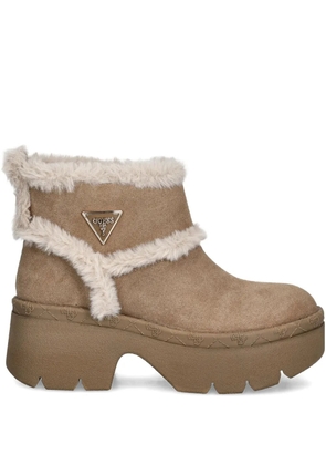 GUESS USA Bridgete faux fur-trim ankle boots - Brown