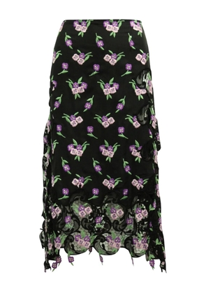 Paco Rabanne Pre-Owned floral-embroidered skirt - Black