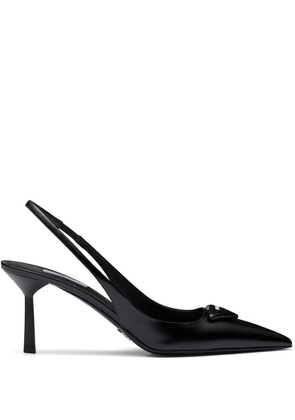 Prada logo-plaque slingback pumps - Black