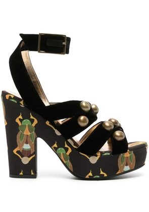 La DoubleJ 140mm Medal Wedge sandals - Black
