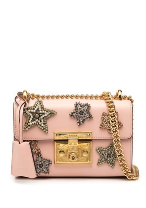 Gucci Pre-Owned 2000-2015 Small Crystal Embellished Leather Star Padlock crossbody bag - Pink