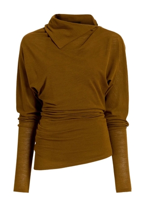 Proenza Schouler drapped-neck pleated top - Brown