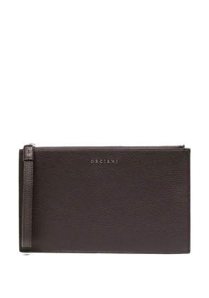 Orciani logo-lettering leather clutch - Brown