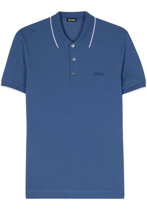 Zegna embroidered logo polo shirt - Blue