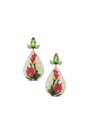 SILVIA FURMANOVICH 18K yellow gold Marquetry tourmaline and diamond earrings