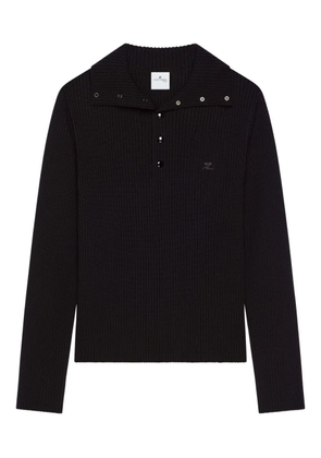 Courrèges ribbed-knit polo sweater - Black