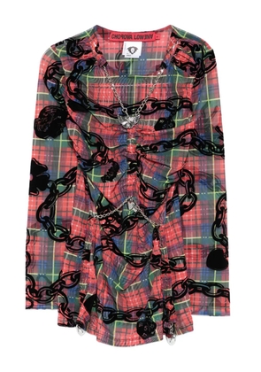 Chopova Lowena chain-print plaid blouse - Pink