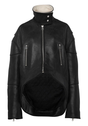 JW Anderson high-neck curved leather jacket - Black