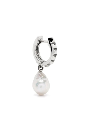 Emanuele Bicocchi pyramid stud pearl hoop earring - Silver
