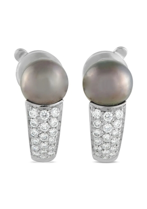 Boucheron Pre-Owned 18K white gold diamond and black pearl clip-on earrings - Silver