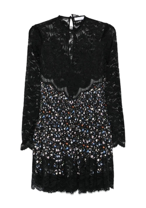Rabanne lace floral-print mini dress - Black