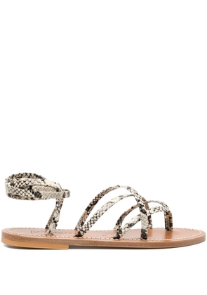 K. Jacques snakeskin leather ankle-tie sandals - Neutrals