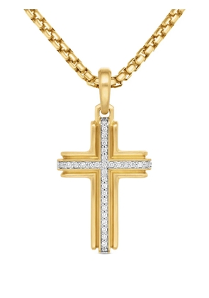 David Yurman 18kt yellow gold Deco Cross diamond pendant (34mm)