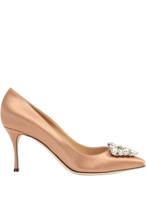 Sergio Rossi 75mm satin-finish pumps - Neutrals