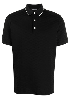Emporio Armani logo embroidered polo shirt - Black