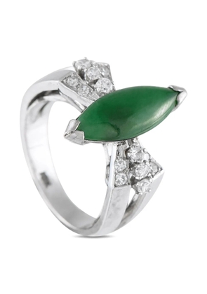 LB Exclusive 18K white gold jade and diamond ring - Silver