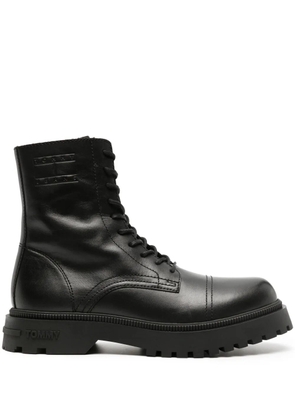 Tommy Jeans logo-debossed ankle leather boots - Black