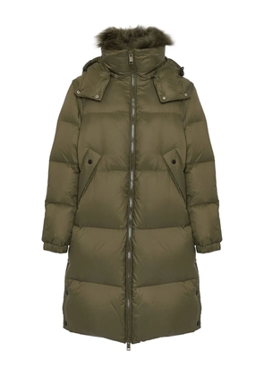 Yves Salomon lambshearling-trimmed hooded coat - Green