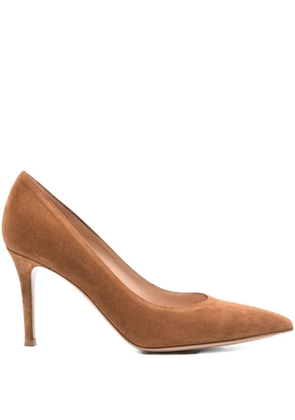 Gianvito Rossi 85mm Gianvito pointed-toe suede pumps - Brown