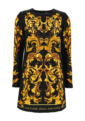 Versace Jeans Couture baroque-print long-sleeve midi dress - Black