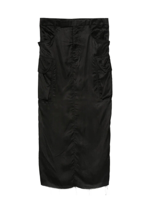 Rick Owens frayed-hem midi skirt - Black