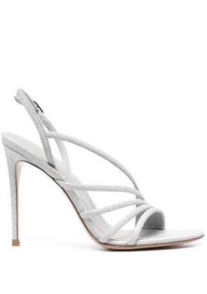 Le Silla 115mm metallic leather sandals - Silver