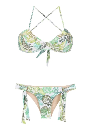 Amir Slama palm leaf print bikini - Green