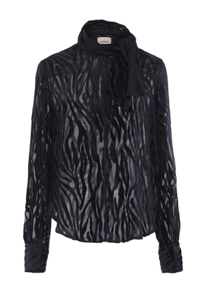 ISABEL MARANT zebra-pattern tie-neck shirt - Black
