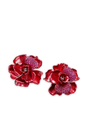 Anabela Chan recycled aluminium and rhodium vermeil Carnelia ruby and topaz earrings - Red