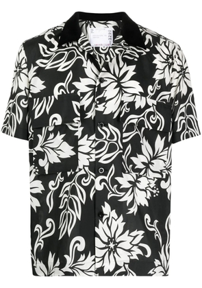 sacai floral-print cotton shirt - Black