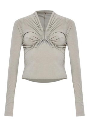 Rick Owens draped-neck long-sleeve T-shirt - Grey