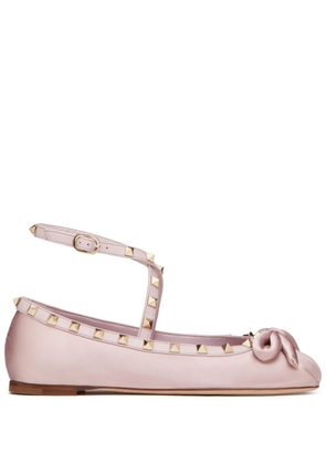 Valentino Garavani Rockstud satin ballerina shoes - Pink
