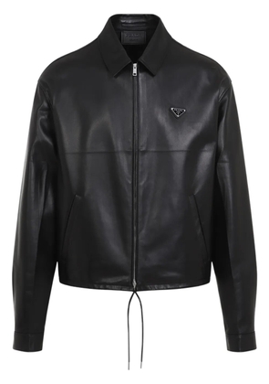 Prada triangle-logo leather jacket - Black
