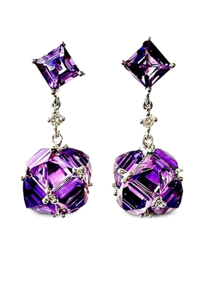 Stefere 18K white gold diamond and amethyst earrings - Silver