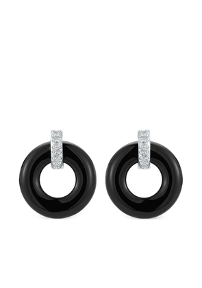 Mateo 14K yellow gold Door Knocker Donut onyx and diamond earrings