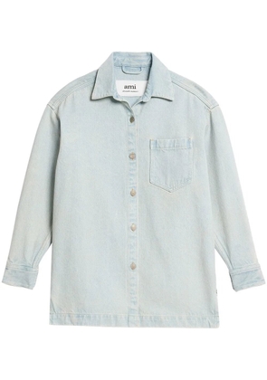 AMI Paris logo-print denim overshirt - Blue