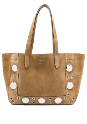 Valentino Garavani large Nellcôte eyelet-embellished tote bag - Neutrals