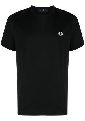 Fred Perry logo-embroidered cotton T-shirt - Black