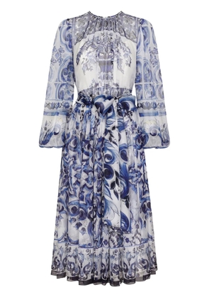 Dolce & Gabbana Majolica-print silk midi dress - Blue