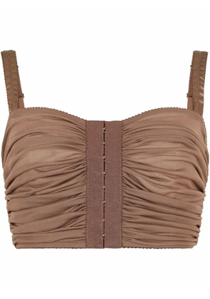 Dolce & Gabbana draped crop top - Brown