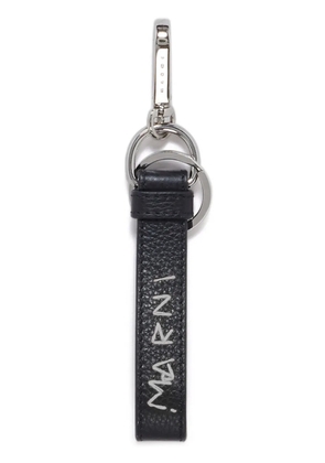 Marni logo-embroidered leather keyring - Black