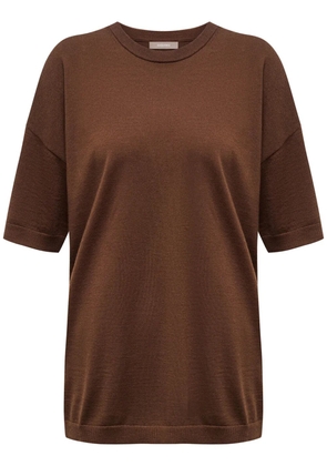 12 STOREEZ drop-shoulder crew-neck T-shirt - Brown