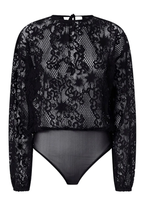 PINKO lace-pattern long-sleeve bodysuit - Black