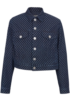 Balmain monogram-jacquard denim jacket - Blue
