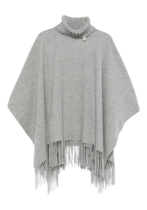 Fabiana Filippi turtleneck fringe poncho - Grey