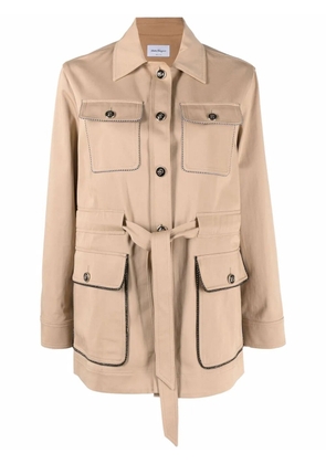Ferragamo pocket-detail belted jacket - Neutrals